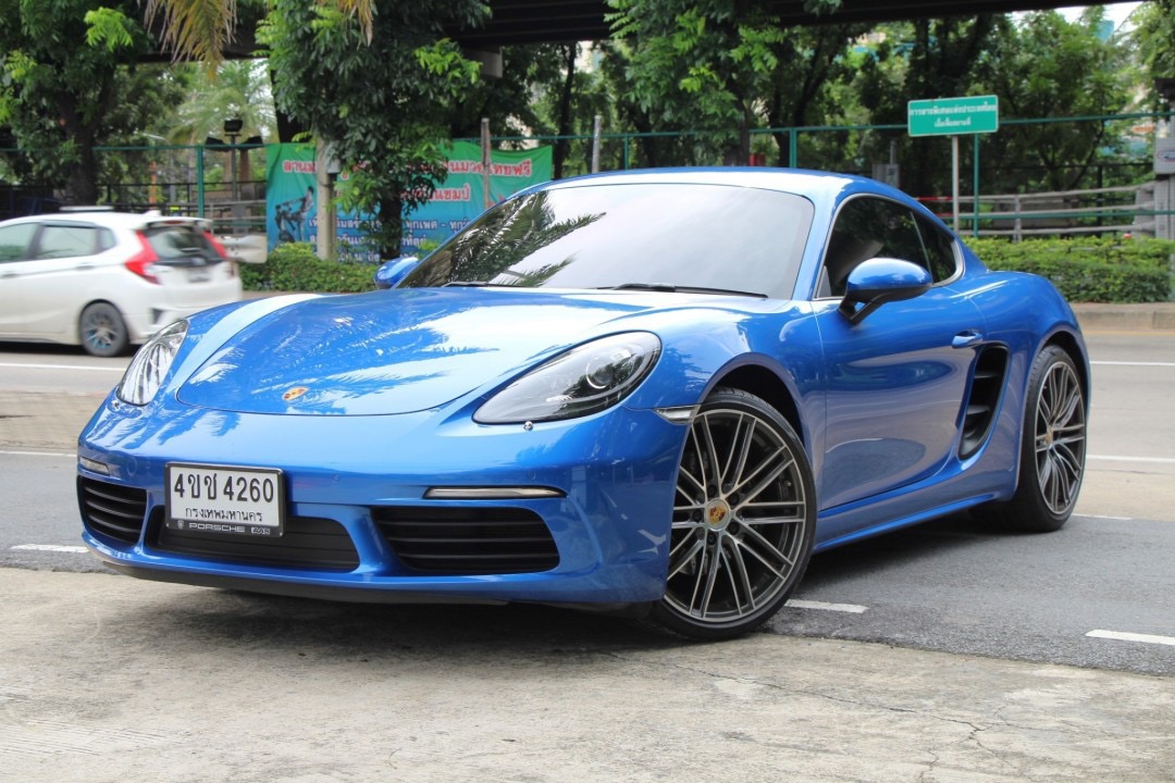 2018 Porsche 718 Cayman สีน้ำเงิน (รูปที่ 2)