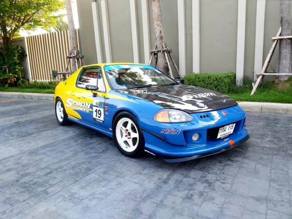 Honda Crx Delsol ปี 92 สีฟ้า เหลือง spoon